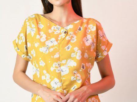 Myshka Women s Yellow Printed Top Online Hot Sale