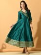 Myshka Women s Green Silk Festive Anarkali Kurta Online Hot Sale