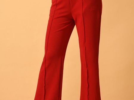 Myshka Women s Red Flared Party Trouser For Cheap