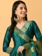 Myshka Women s Green Silk Festive Anarkali Kurta Online Hot Sale