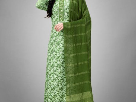 Malishka Women s Embroidered Rayon Kurta Pant Dupatta Set-Green Cheap