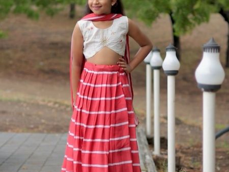 Aastha Fashion Off White Faux Georgette Digital Printed Lehenga with Thread Embroidery & Sequence Choli for Kids Hot on Sale