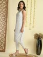 Myshka Women s White Georgette Sleeveless Straight Party Kurta For Discount