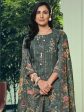 Aastha Fashion Women s Grey Muslin Floral Digital Print with Resham Embroidery & Cutwork Designer Straight Suit Set Cheap