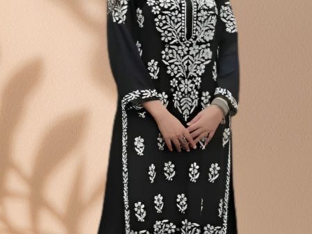 NOZ2TOZ Party Wear Embroidery Worked Lucknowi Kurta With Plazzo Set - Black Online Hot Sale