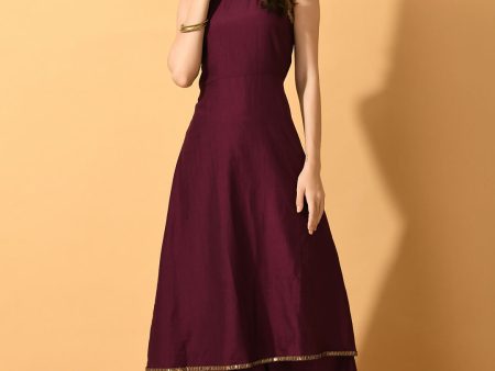 Myshka Women s Violet Solid Party Kurta Sets Sale