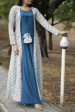 Aastha Fashion Women s Blue Designer Rayon Gown with Crochet Embroidery Work Shrug For Cheap