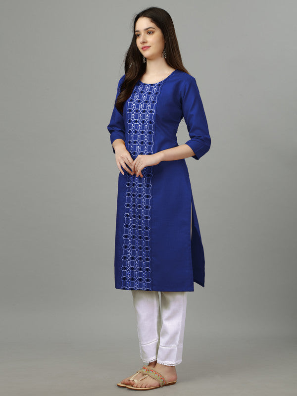 Malishka Women s Embroidered Straight Blue Kurti Online Hot Sale