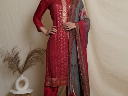 Aastha Fashion Women s Magenta Chinon Chiffon Sequin with Digital Printed Designer Straight Suit Set For Sale