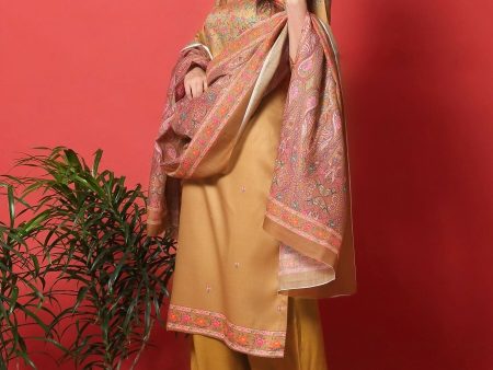 Aastha Fashion Women s Gold Yellow Cotton Digital Printed Festive Wear Designer Straight Suit Set For Sale